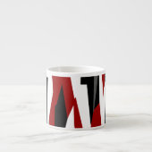 Zwart rood grijs en wit espresso kop (Voorkant)