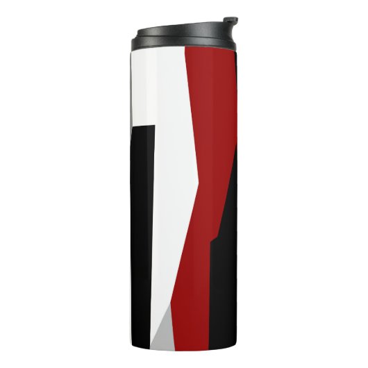 Zwart rood grijs en wit thermosbeker (Gedraaid links)