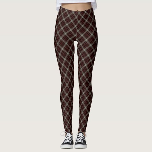 Zwart rood grijs Klein Tartan Schema Leggings (Voorkant)
