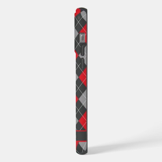  Zwart Rood Grijs Kleur Argyle iPhone Hoesje (Linkerkant)