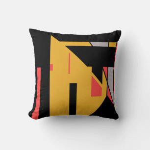 Zwart Rood Grijs op Gold Southwest Kijk Abstract Kussen