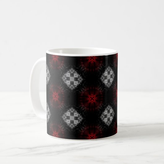 Zwart Rood Grijs Patroon Mok (Voorkant links)
