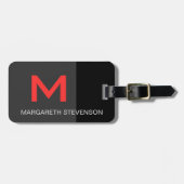 Zwart Rood Grijs Script Pas Naam Bagagelabel aan (Voorkant horizontaal)