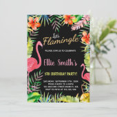 Zwart Rood Groen Flamingo Verjaardag Uitnodigingen (Staand voorkant)