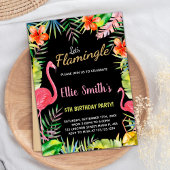 Zwart Rood Groen Flamingo Verjaardag Uitnodigingen