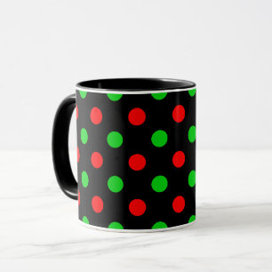 Zwart Rood Groen Stippen Design  Mok