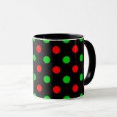 Zwart Rood Groen Stippen Design  Mok (Voorkant rechts)
