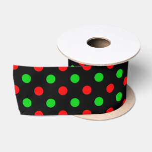 Zwart Rood Groen Stippen Design Satijnen Lint