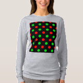 Zwart Rood Groen Stippen Design T-shirt (Voorkant)