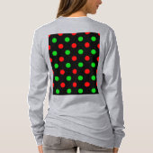 Zwart Rood Groen Stippen Design T-shirt (Achterkant)