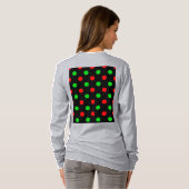 Zwart Rood Groen Stippen Design T-shirt (Achterkant volledig)