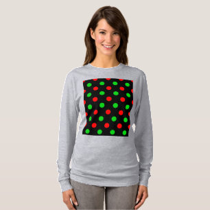 Zwart Rood Groen Stippen Design T-shirt