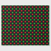 Zwart rood groen stippen ontwerp cadeaupapier (Vlak)