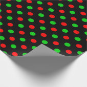 Zwart rood groen stippen ontwerp cadeaupapier (Hoek)