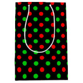 Zwart rood groen stippen ontwerp  medium cadeauzakje (Voorkant)