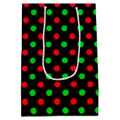Zwart rood groen stippen ontwerp  medium cadeauzakje (Achterkant)