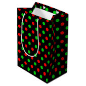 Zwart rood groen stippen ontwerp  medium cadeauzakje (Achterkant Gekanteld)