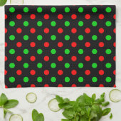 Zwart rood groen stippen ontwerp theedoek (Gevouwen)