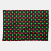 Zwart rood groen stippen ontwerp theedoek (Horizontaal)