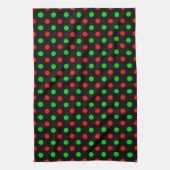 Zwart rood groen stippen ontwerp theedoek (Verticaal)