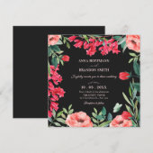 Zwart Rood groene bloemenkrans bruiloft Kaart (Voorkant / Achterkant)