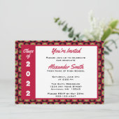 Zwart rood groene vierkante stippenrand afstudeerf kaart (Staand voorkant)