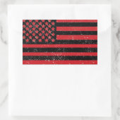 Zwart rood grunge Amerikaanse vlag Rechthoekige Sticker (Tas)