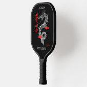 Zwart Rood Hand Getrokken Illustratie Draak Pickleball Paddle (Links)