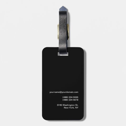 Zwart Rood Handschrift Monogram Naam Minimalist Bagagelabel (Achterkant verticaal)