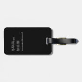 Zwart Rood Handschrift Monogram Naam Minimalist Bagagelabel (Achterkant horizontaal)