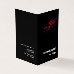 Zwart Rood Handschrift Monogram Naam Minimalist Visitekaartje