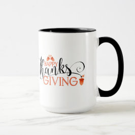 Zwart & Rood Happy Thanksgiving Typografie Design Mok