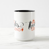 Zwart & Rood Happy Thanksgiving Typografie Design Mok (Midden)