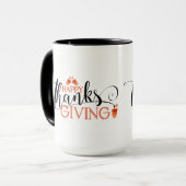 Zwart & Rood Happy Thanksgiving Typografie Design Mok (Voorkant links)
