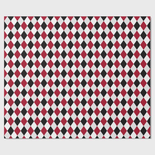 Zwart-rood Harlequin Diamond Pattern Cadeaupapier (Vlak)