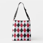Zwart-rood Harlequin Diamond Pattern Crossbody Tas (Achterkant)