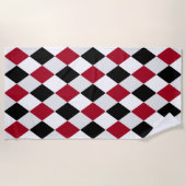 Zwart-rood Harlequin Diamond Pattern Strandlaken (Voorkant)