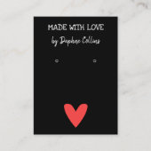 Zwart Rood Hart Gemaakt Met Liefde Oorbel Display Visitekaartje (Voorkant)