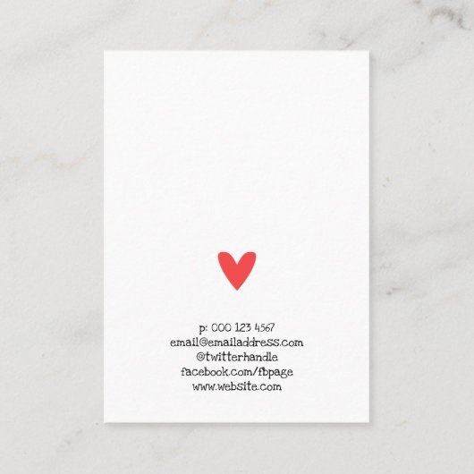 Zwart Rood Hart Gemaakt Met Liefde Oorbel Display Visitekaartje (Achterkant)