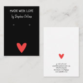 Zwart Rood Hart Gemaakt Met Liefde Oorbel Display Visitekaartje (Voorkant / Achterkant)