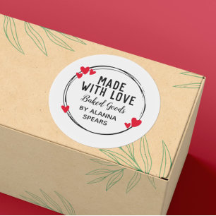 Zwart rood hart gemaakt met liefde ronde sticker