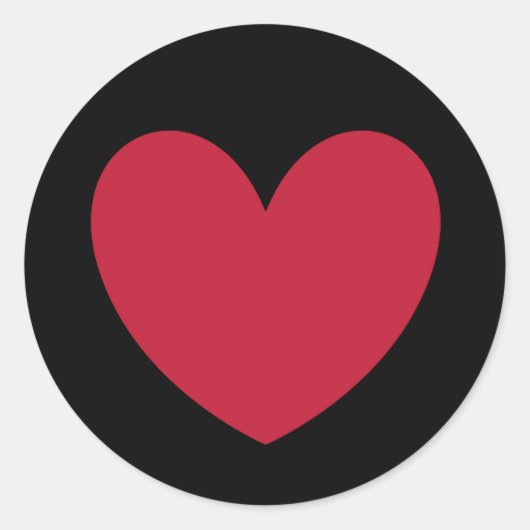 Zwart rood hart ronde sticker (Voorkant)