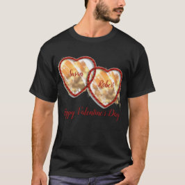Zwart Rood Hart Schattige Moderne Gelukkige Valent T-shirt
