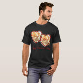 Zwart Rood Hart Schattige Moderne Gelukkige Valent T-shirt (Voorkant volledig)