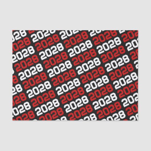 Zwart & Rood Herhalend Klasse Jaar Afstuderen Tissuepapier (Voorkant)