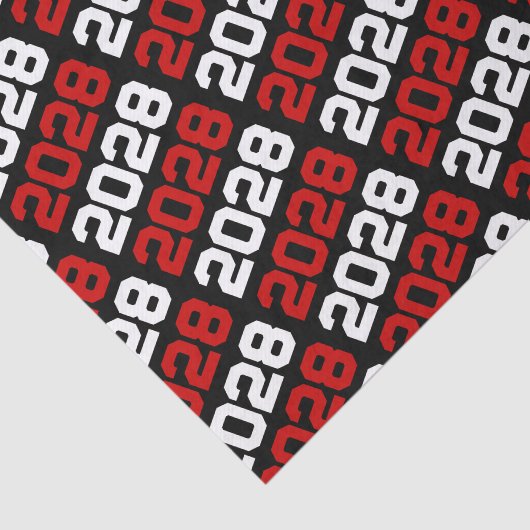 Zwart & Rood Herhalend Klasse Jaar Afstuderen Tissuepapier (Detail)