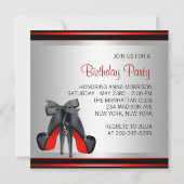 Zwart Rood Hoge Hak Schoenen Verjaardagsfeest Kaart (Achterkant)