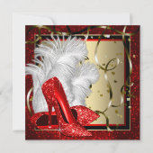 Zwart Rood Hoge Hakken Verjaardagsfeest Kaart (Achterkant)