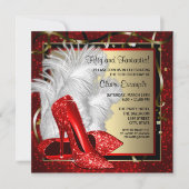 Zwart Rood Hoge Hakken Verjaardagsfeest Kaart (Voorkant)