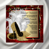 Zwart Rood Hoge Hakken Verjaardagsfeest Kaart